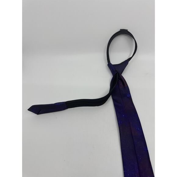 Purple Cosmic/Galaxy Zip Up Business Tie With Cats and Rocket - Picture 12 of 12